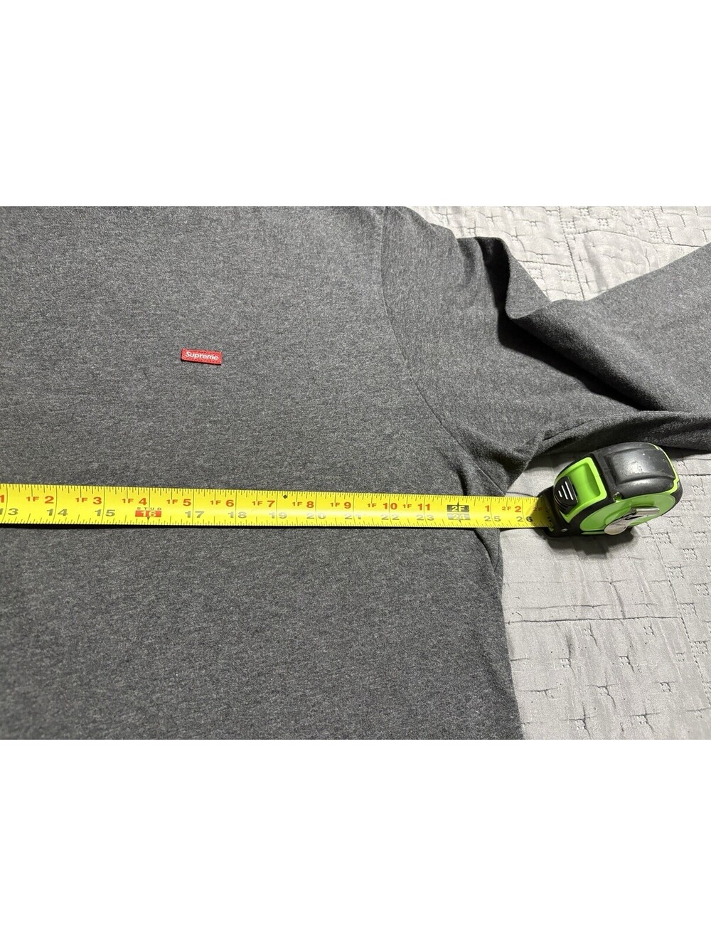 Supreme Small Box Logo L/S Tee Gray Mens XL Long Sleeve Cotton T Shirt Crew - Picture 5 of 7